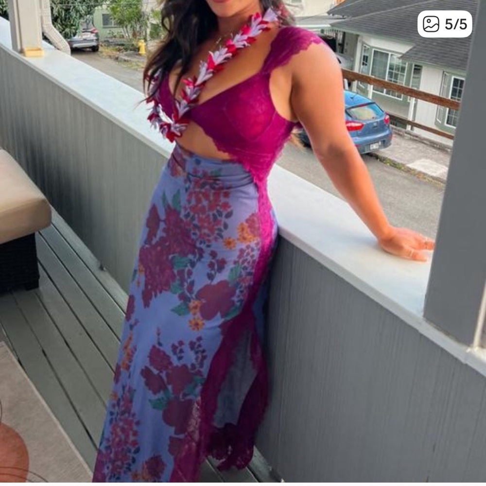 Free People Purple and Red Floral Maxi Skirt - Picture 5 of 5
